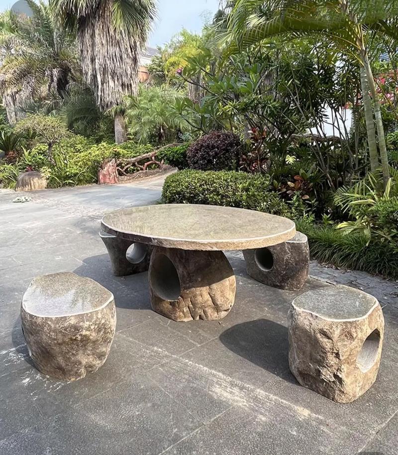 石桌石凳與假山石 當原生態庭院走進現代生活